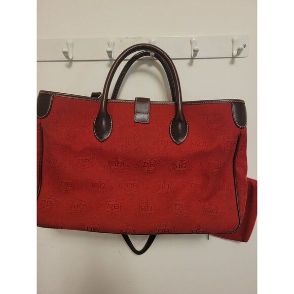 Dooney & Bourke Red Canvas Leather Satchel Tote Bag Matching Pouch Classic Prep - Picture 12 of 12
